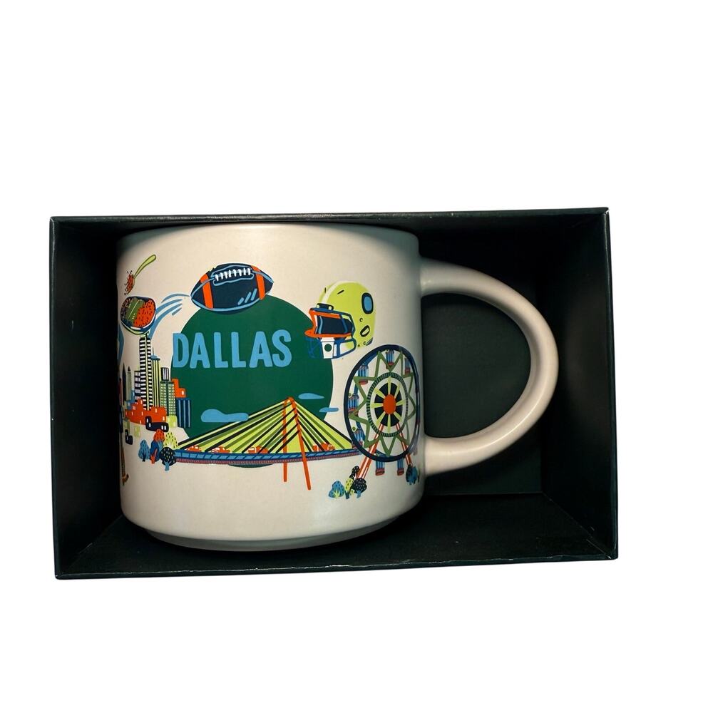 Starbucks Dallas Mug Discovery Series 14 oz Coffee Cup Green Interior New in Box